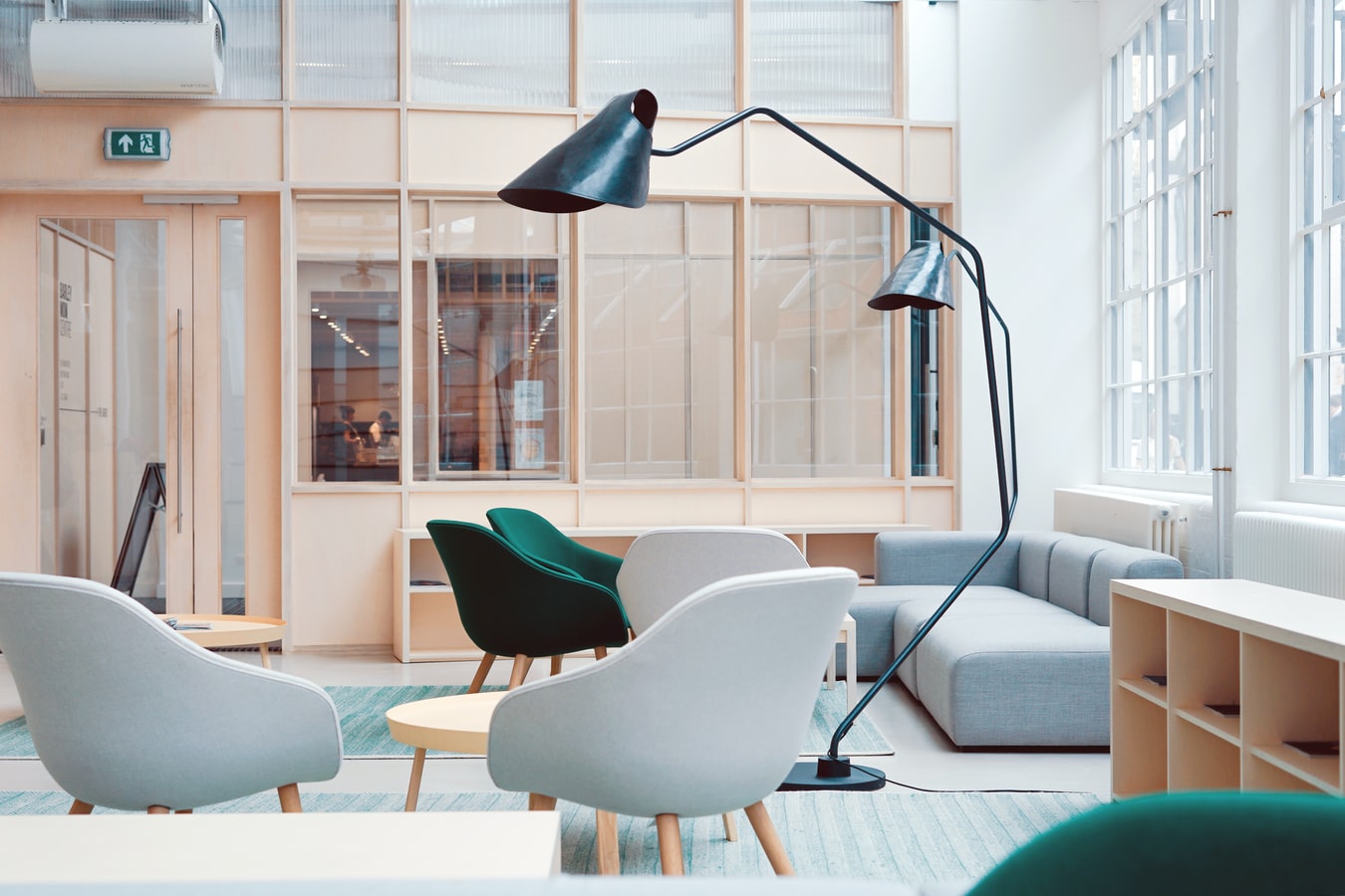 Charis and lamp in an office